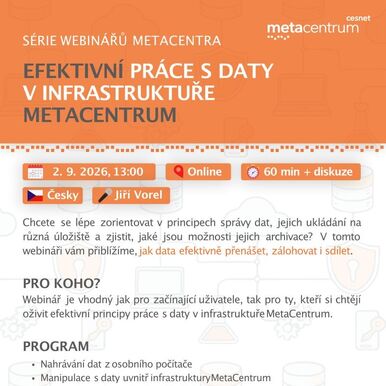 Pozvánka na webinář "Efektivní práce s daty v infrastruktuře MetaCentrum"